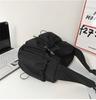 Fashion Couple Shoulder Bag With Polyester Lining Trendy Simple Cross Body Bags With Side Pockets Teen Black Nylon Messenger Bag