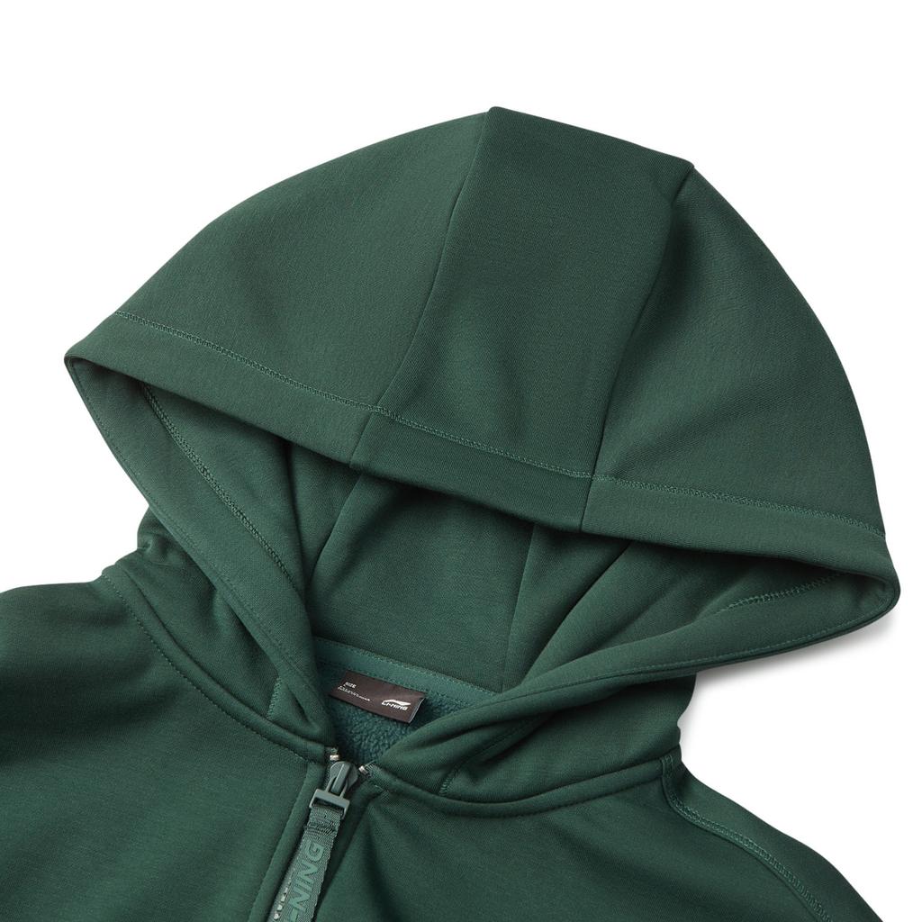 Li Ning Sports Fashion Series Anti-Static Anti-Bacterial Warm Comfortable Casual Simple Fleece Hooded Zipper Cardigan Sweatshirt AWDUC87-7