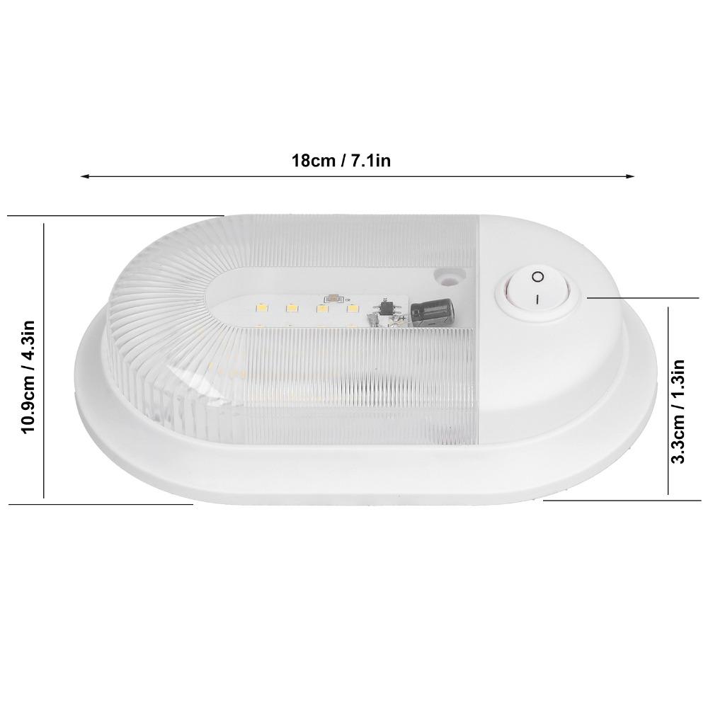 På Av-brytare 360lm Ljusstyrka LED Husbils Tak Kupol Ljus Vitt Ljus Aluminiumplatta Tak Kupol Ljus Husbils Belysning Husbilar