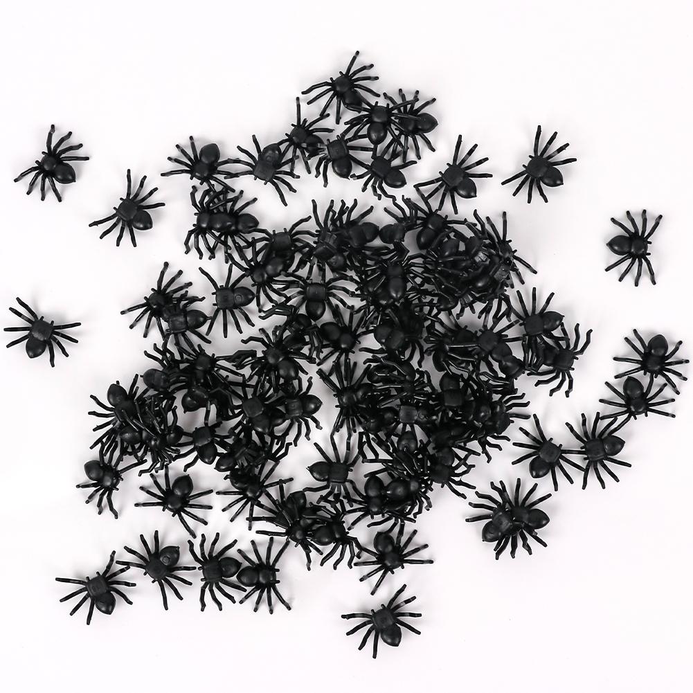 100 Stück Halloween Spinnen Dekorationen Kleine Schwarze Leuchtende Plastikspinnen Spukhaus Spinnendekoration Simulation Kniffliges Spielzeug