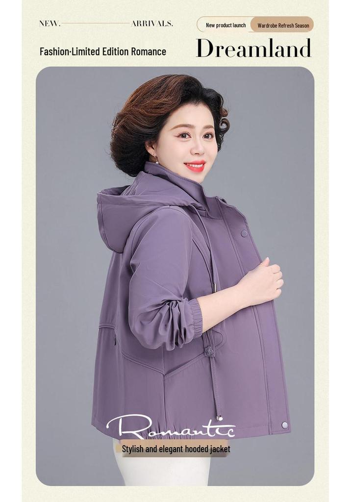 Middle-aged Women's Plus Size Casual Spring Windbreaker - Stylish Top for Spring and Autumn 2026