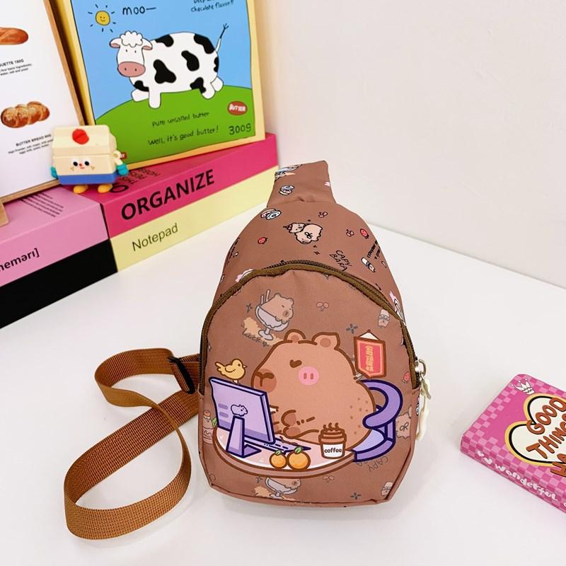 School Bag Kapibara Breast Bag for Boys and Girls Casual Versatile Accessories Change Bag Travel Shoulder Messenger Bag