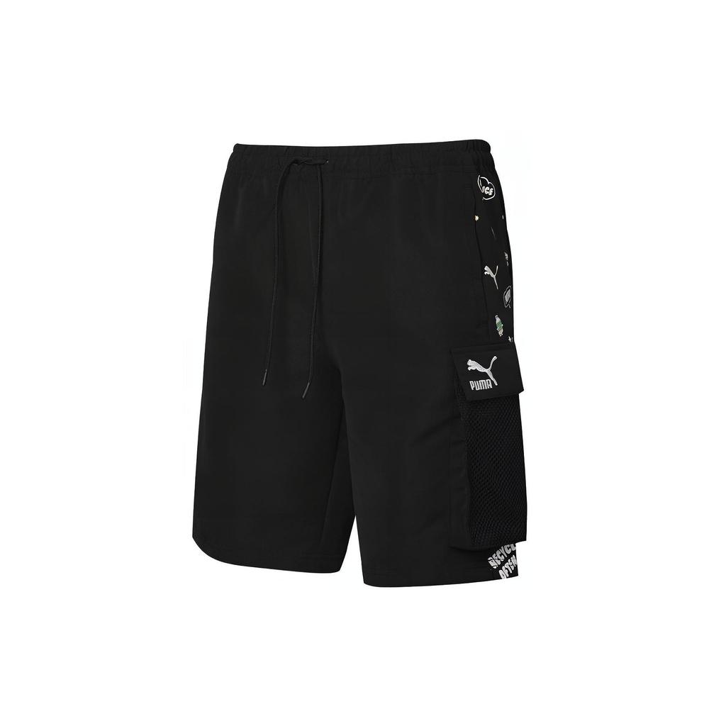 Puma Awareness Cargo Woven Shorts With Fun Print Men Bottoms Black 532038-01
