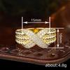 Huitan Gold Color Women Ring Cross Shaped Fashion Party Lady Luxury Accessories Inlaid Shining CZ Wedding Charming Jewelry Gift