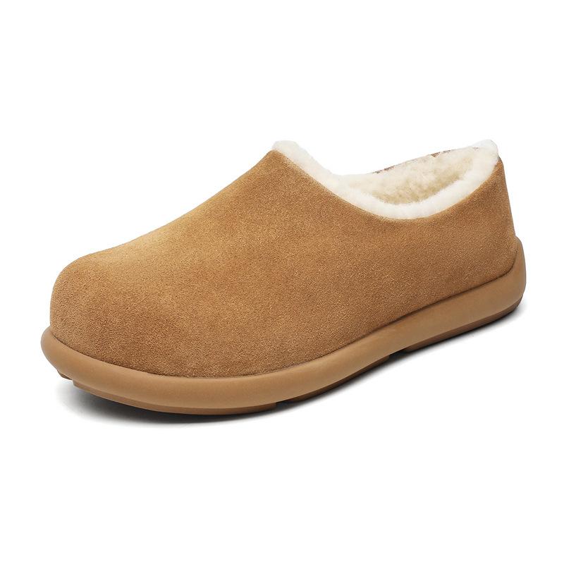 3673 Leather Velvet Women's Autumn and Winter New Warm Cotton Shoes Bag Head Half Drag Fluff