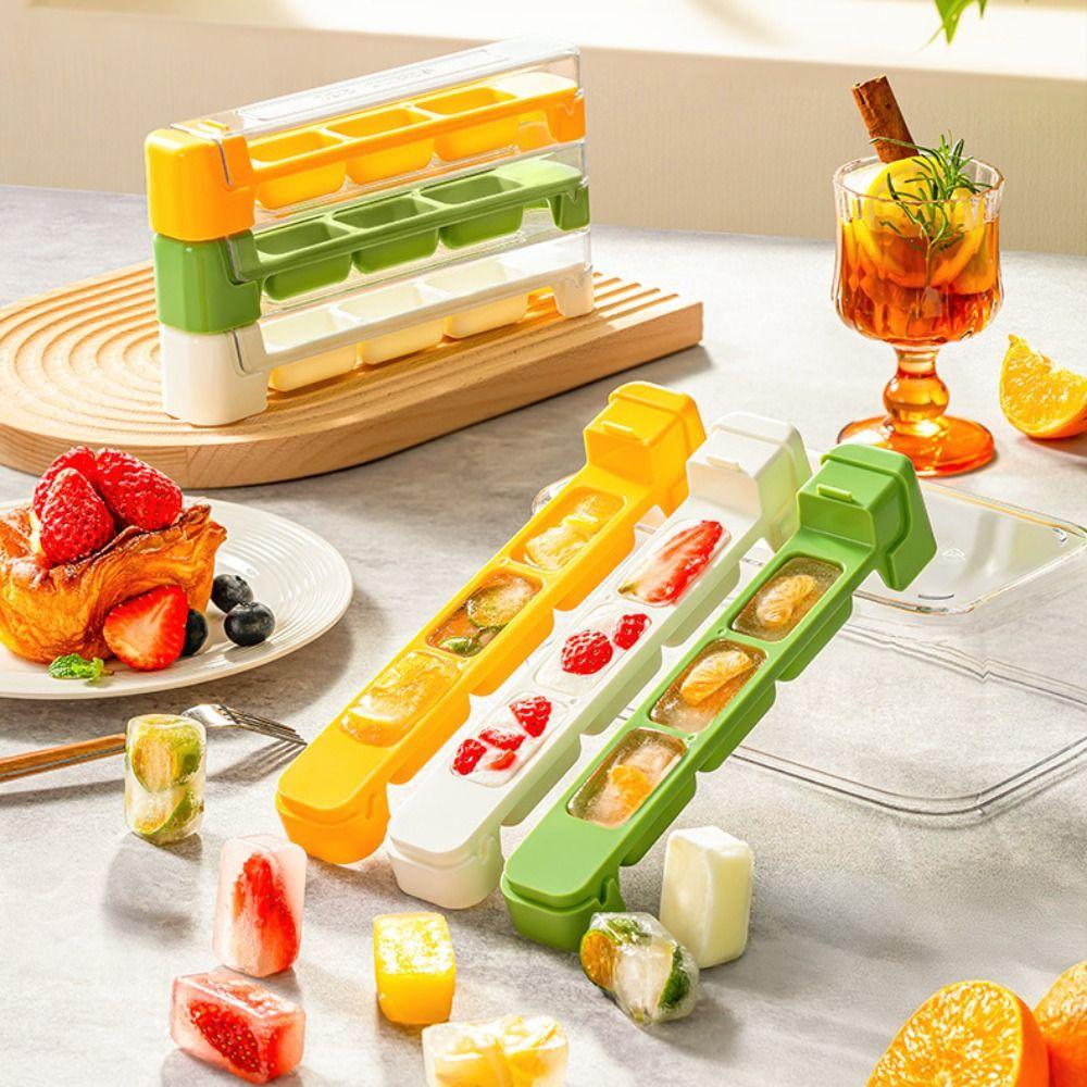 

Easy to Pop Out Ice Cube Tray Ice Hockey Lattice Making Tool for Sports and Water Bottles жовтий