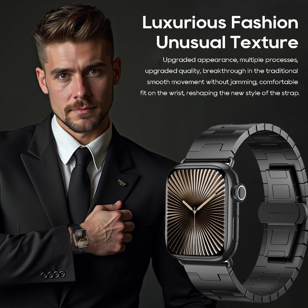 Titanium Color Band For Apple Watch Series 11 46mm 42mm Strap Stainless Steel H-Shaped Steel Band iWatch Ultra 3 2 49mm 45mm 40 41mm SE3 44mm Bracelet