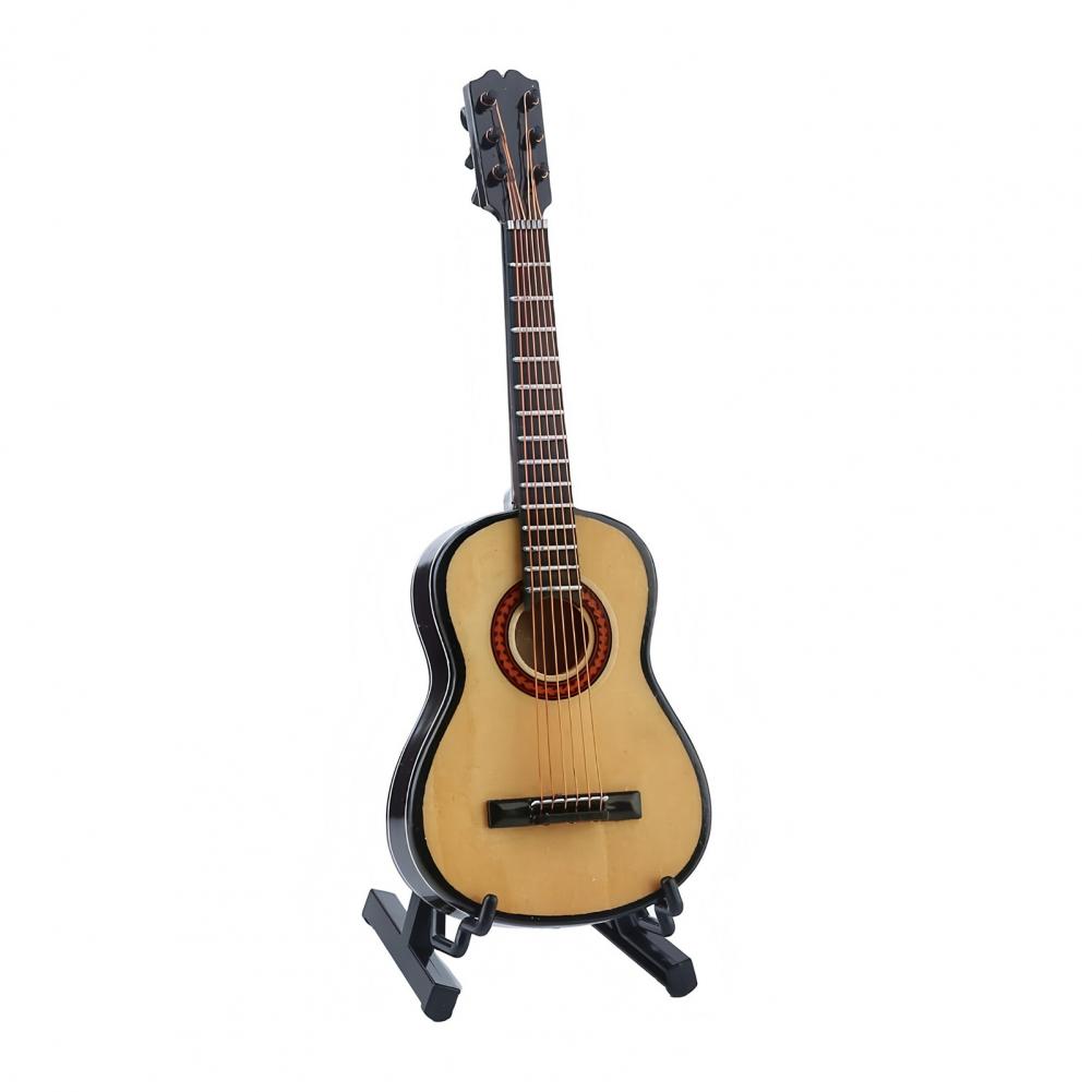 Wooden Guitar Model Miniature Guitar Decoration Miniature Classical Guitar Model with Stand for Home Office Decor Tiny Wooden