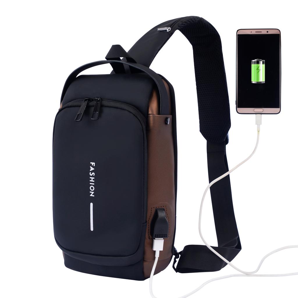 Men'S Crossbody Bag Fashion Code Lock Anti-Theft Breast Bag One Shoulder Leisure Sports Trend Multifunctional Locomotive Small Backpack