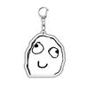 2Pcs Funny Troll Face Keychain Acrylic Comic Pendant Key Chain Car Key Ring Creative Backpack Decoration Accessories Fans Gifts