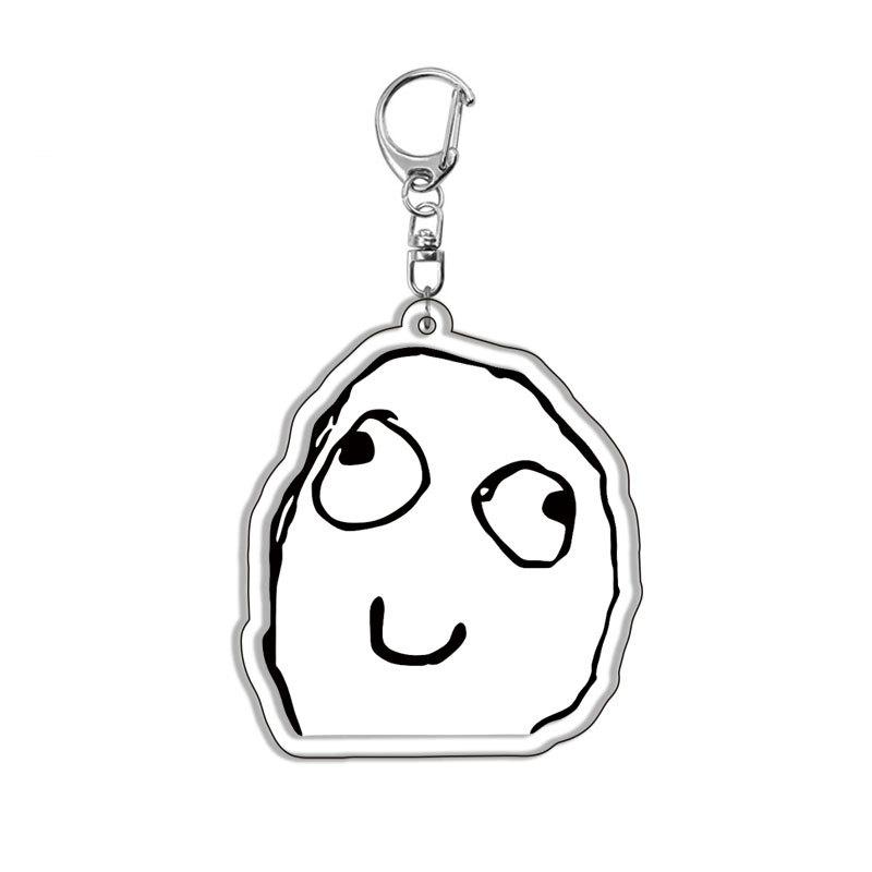 2Pcs Funny Troll Face Keychain Acrylic Comic Pendant Key Chain Car Key Ring Creative Backpack Decoration Accessories Fans Gifts
