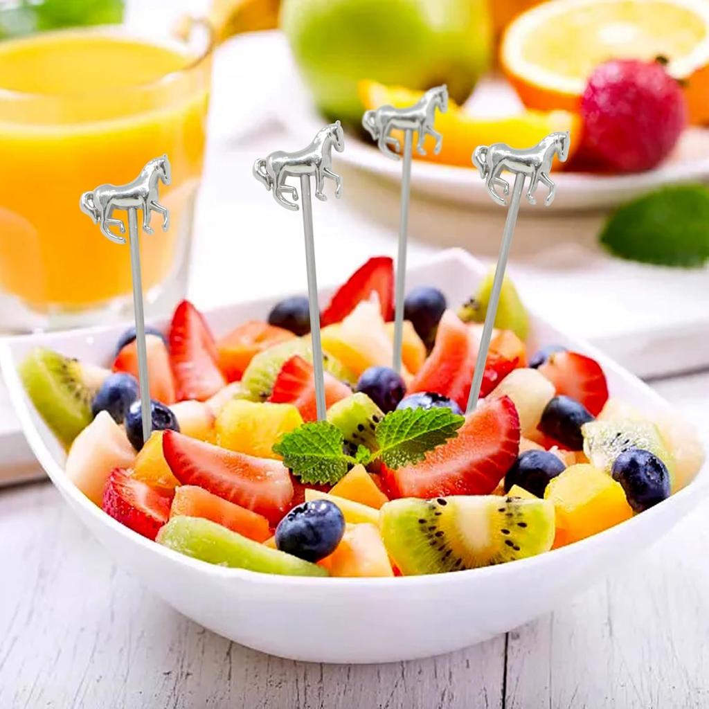Honbay 5PCS Reble Stainless Steel Cocktail Picks Fruit Food Hamburger Toothpicks Cupcake Toppers Sandwich Appetizer Decorative Skewers Drink Garnish