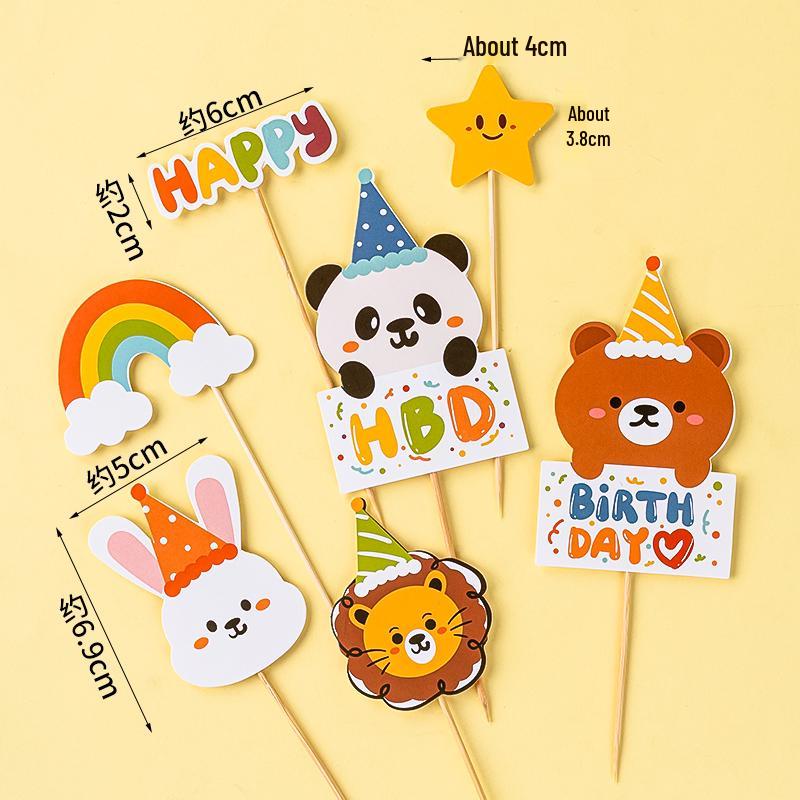 Colorful Macaron Cartoon Birthday Candle Decorations