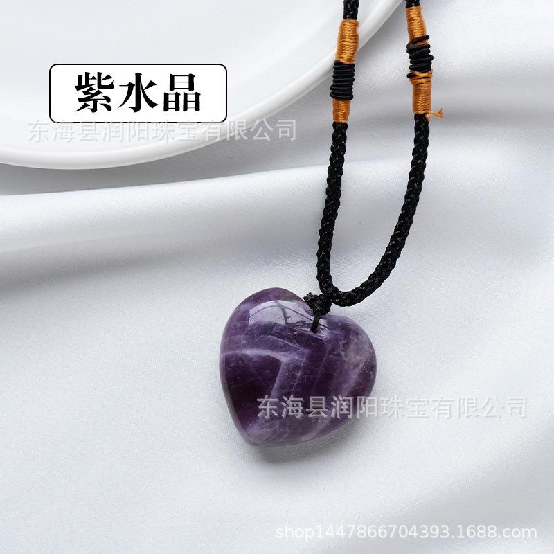 Natürlicher Kristall Liebesanhänger, Achat Halbedelstein 3cm Pfirsichherz Halskette herzförmiger Schmuckanhänger, Fabrikmode