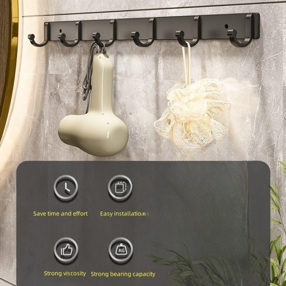 Modern Black Aluminum Wall Mounted Towel and Coat Rack for Bathroom
