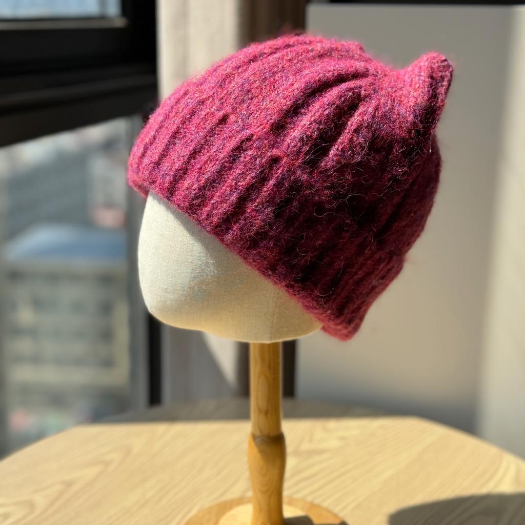 New Cat Ears Cute Woolen Hat for Women In Autumn and Winter Thickened Baotou Ear Protection Hat Large Head Circumference Versatile Knitted Hat