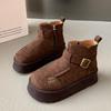 Suede Platform Women Ankle Boots Flats Warm Cotton Snow High Heels Shoes Woman Brand 2025 Trend Winter Cozy Casual Botas Femme