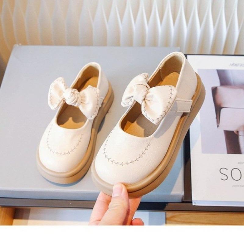 

Kids Bow Decor Magic Strap Thick Sole Round Toe Casual Mary Jane Shoes 23 білий