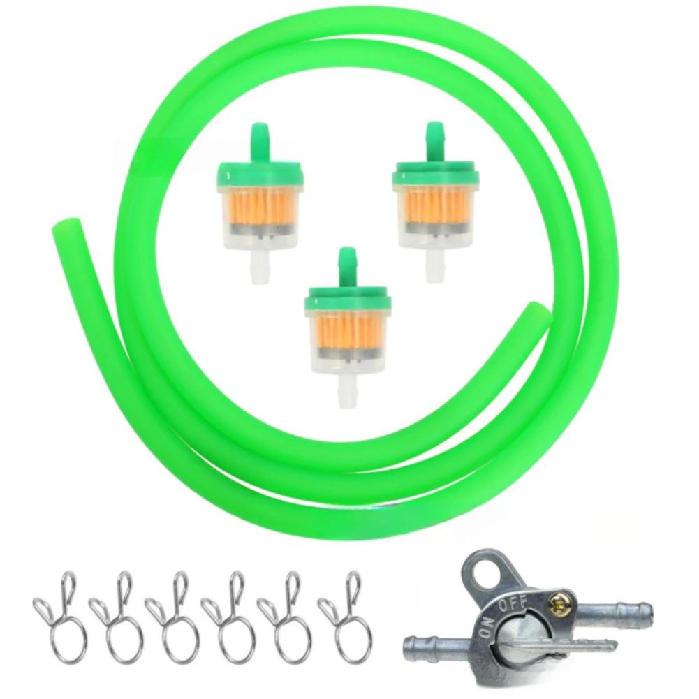 Motorcycle Fuel Cock Filter and Fuel Lines for Most ATVs Off Road Vehicles Karts and Scooters Made from ABS and Rubber