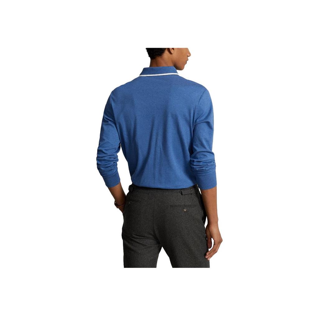 Polo Ralph Lauren Solid Color Logo Embroidered Polo Collar Long Sleeve Polo Shirt Men Tops Blue 710884588-007