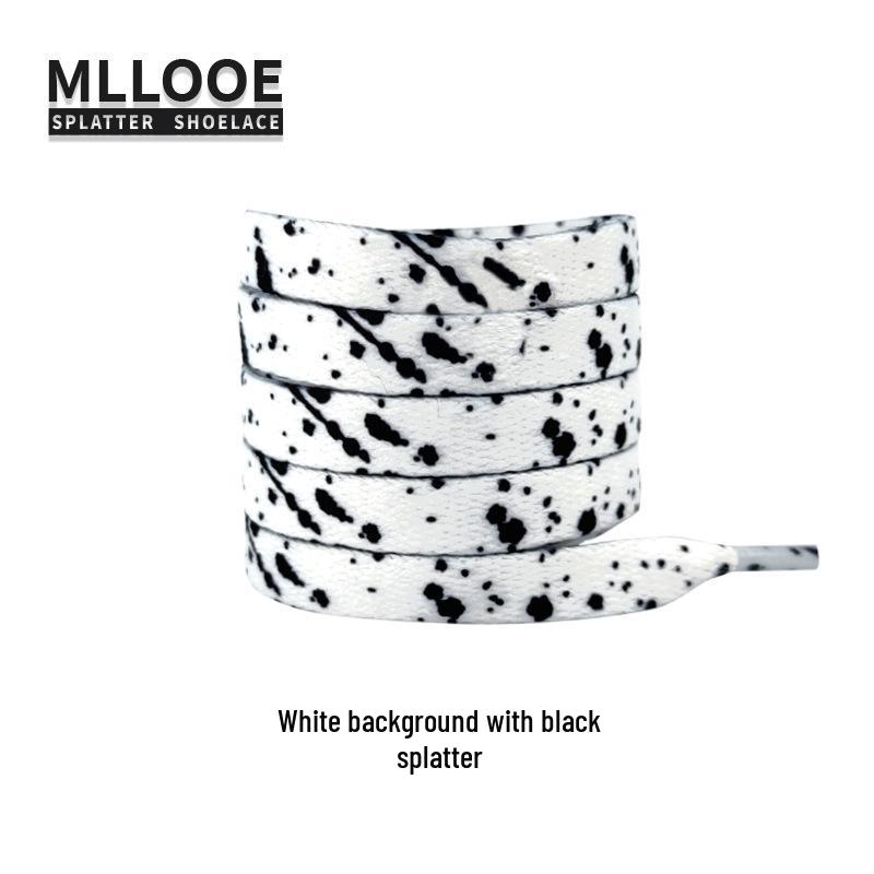 Black and White Splatter Ink Shoelaces for AF1, Dunk, Skate, and Casual Shoes