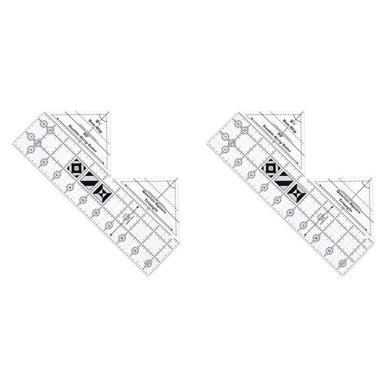 A60Z2X 90 Degree Double Strip Quilt Ruler, 10 Inch Acrylic Quilting Triangle Rulers, Non-Slip Quilting Rulers And Templatesmay прозрачный
