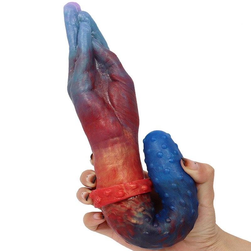 Prst dvojitý dildo anální kolík dildo fisting zařízení pro dospělé sexuální hračky realistický penis vibrační penis odsávání BDSM otrok