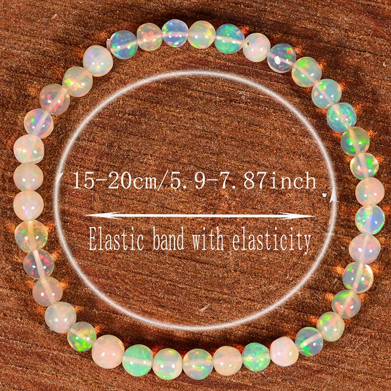 Pulsera de Ópalo Natural Para Mujeres Cuerda Elástica Extensible Joyería de Cristal Curativo Ayuda a Mantener el Equilibrio Emocional
