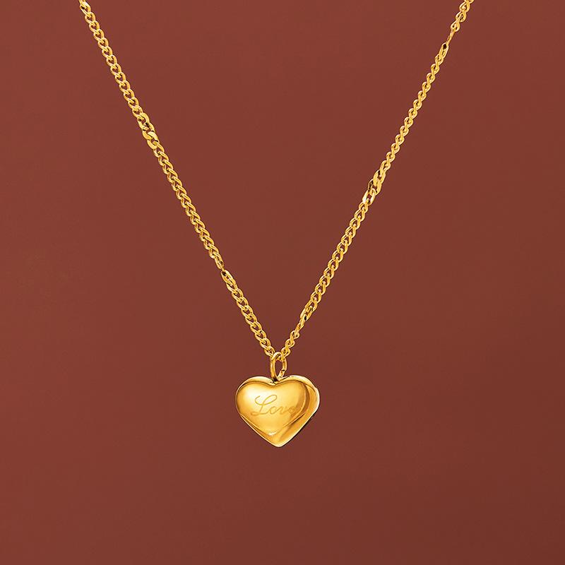 women s gold-plated heart-shaped necklace, titanium steel love pendant, a luxurious birthday gifts suitable forgirls