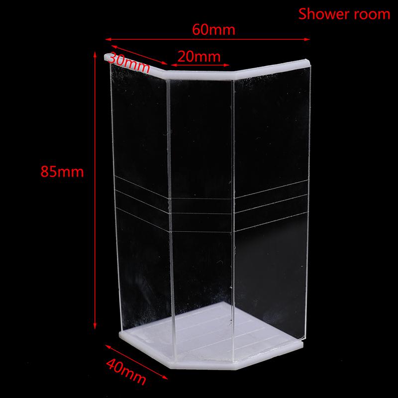 Dollhouse Miniature Bathroom Set Shower Room Toilet Bathtub Sink Model Toy Micro Bathroom Set Accessories A
