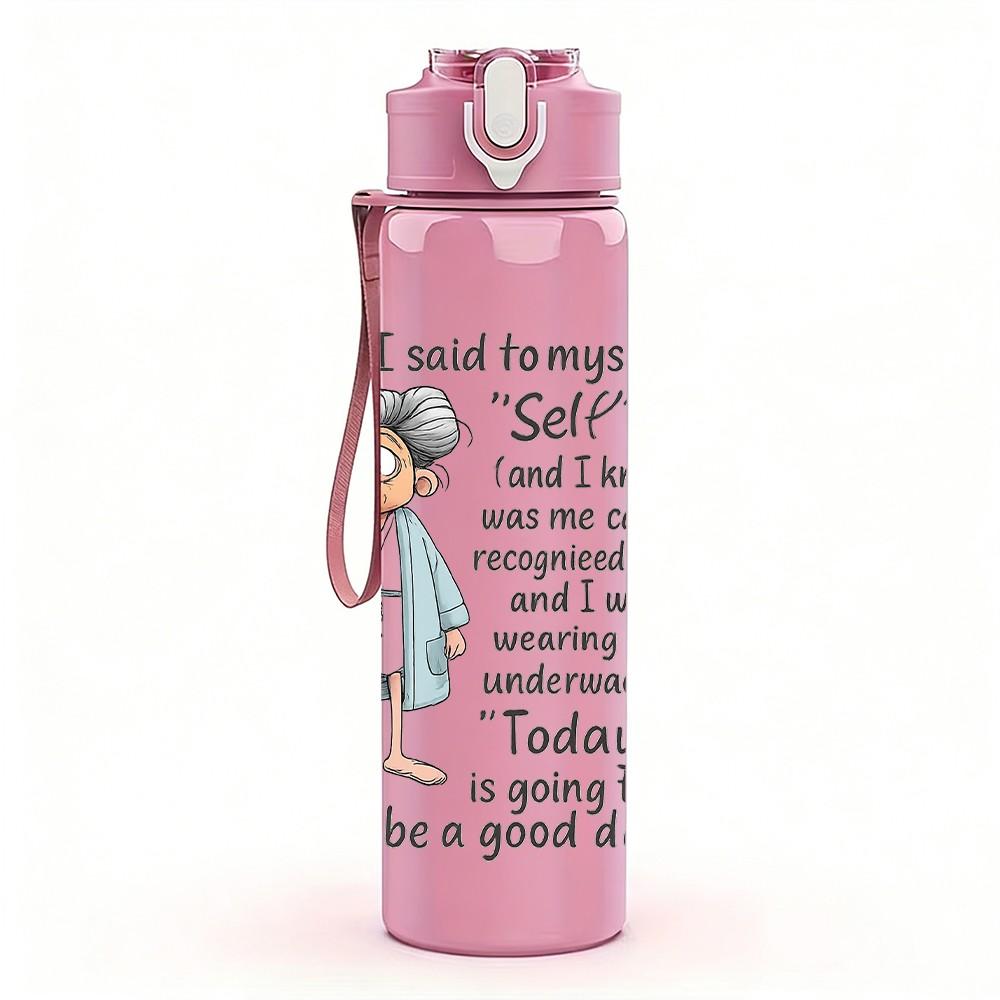 1PC Trust In The Lord Old Lady Print 750ml Color Plastic Sports Water Bottle Leakproof Flip Straw Lid Suitable for Sports Office Home Use
