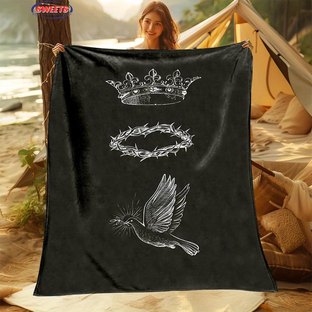 NO.3 Comfortable and Soft Cross Jesus Blanket, Add Beauty To The Home, All Seasons, Home Office Can Be Used, Nap Camping Blanket