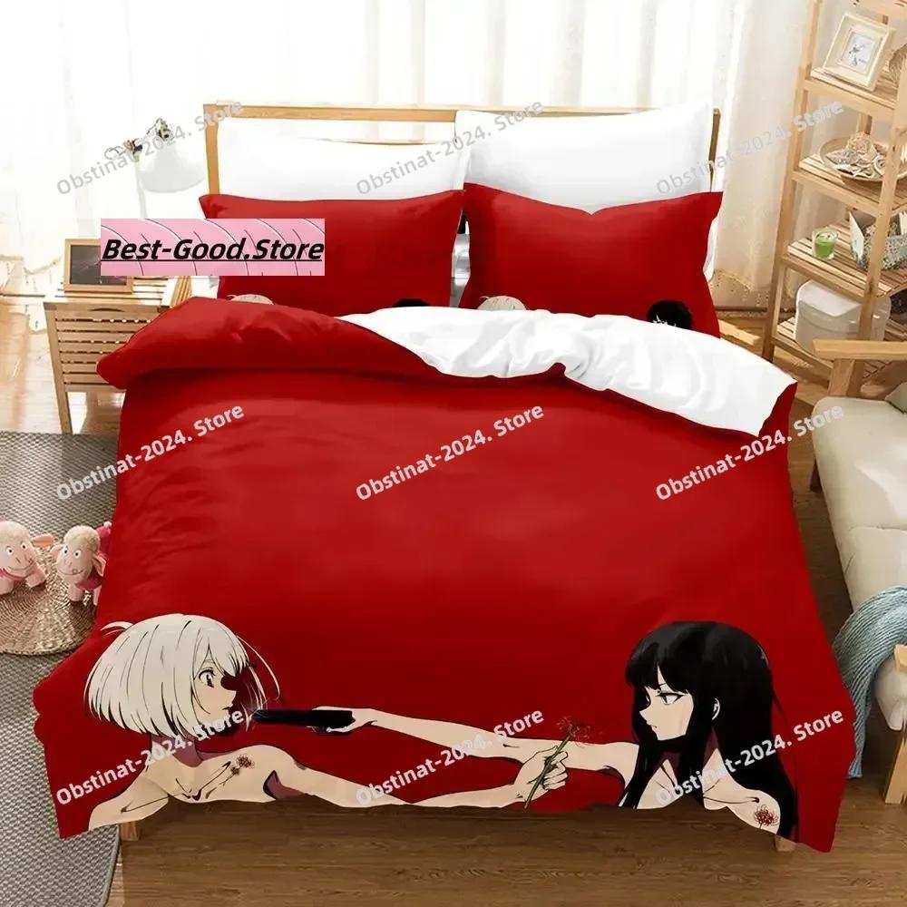 New Lycoris Recoil Bedding Set Single Twin Printed Bed Set With Pillowcase Duvet Cover Soft Single Double Queen Super King Size