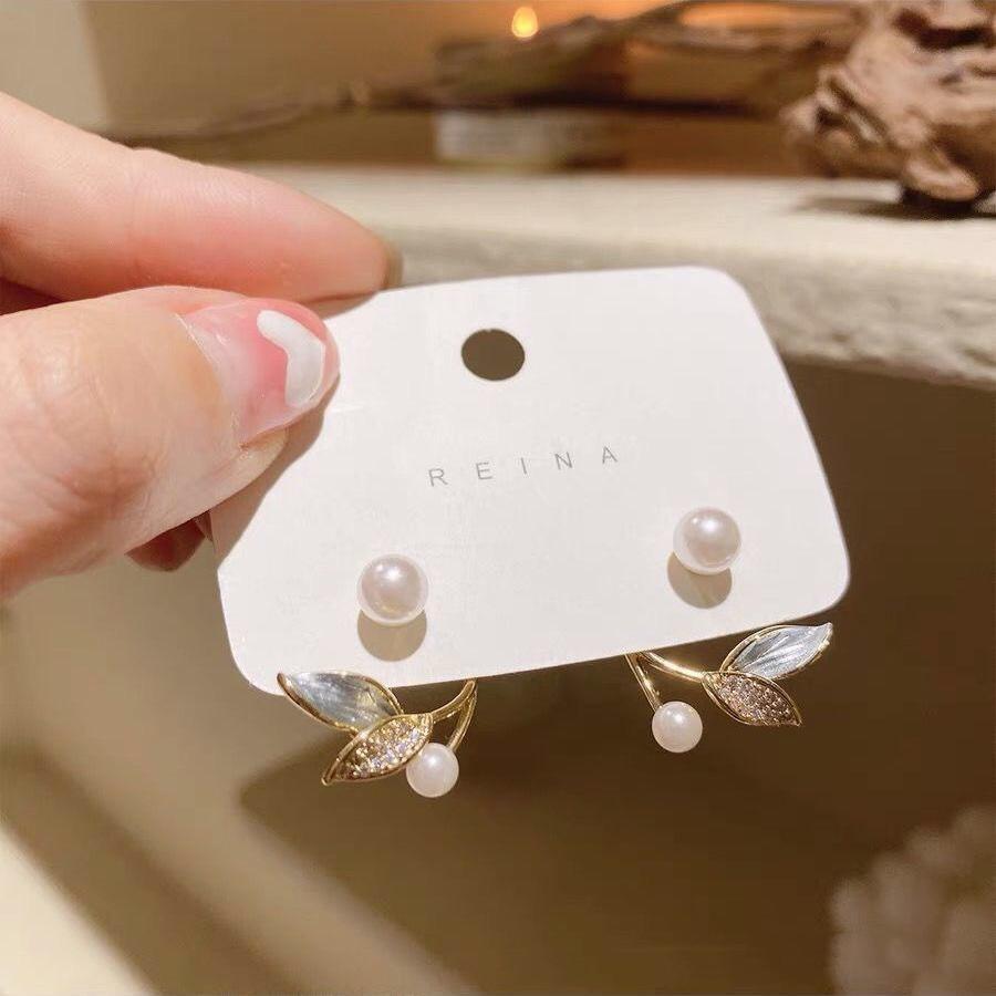 Koreanske Vintage Perle Krystall Øredobber For Kvinner Smykker Høyklasse Luksus Zirkon Blomst Sommerfugl Blad Kvinners Stiftøredobber
