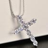 Fashion Shiny Star Necklace for Women Y2K Crystal Zircon Cross Pendant Necklaces Girls Antique Silver Color Clavicle Chain