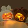 DIY Miniaturhaus-Bausatz, DIY Plüschbär Puppenhaus-Bausatz, Mini Holzhaus-Bausatz mit LED-Licht, Halloween/Weihnachts-/Geburtstagsgeschenke