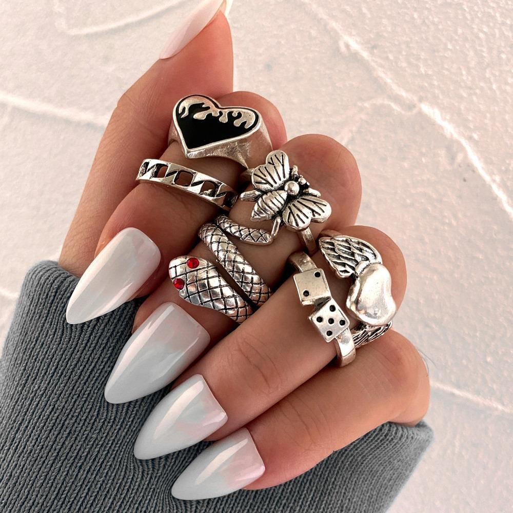 Skull Bat Spider Ring Set Dark Gothic Retro Exaggerated Finger Ring 23-piece Set