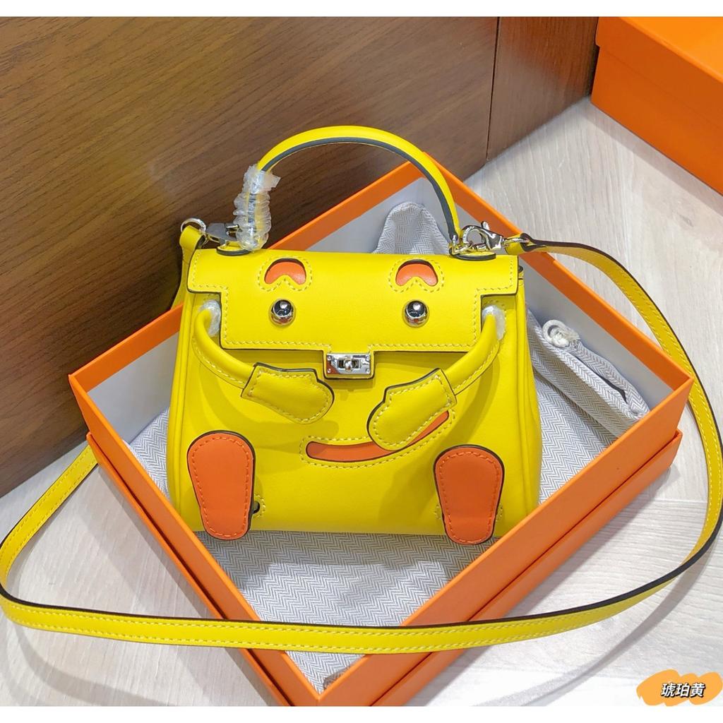 High-end Top Layer Cowhide Millennial Doll Smiley Face Bag Mini Bag New Women's Bag One-shoulder Crossbody Bag