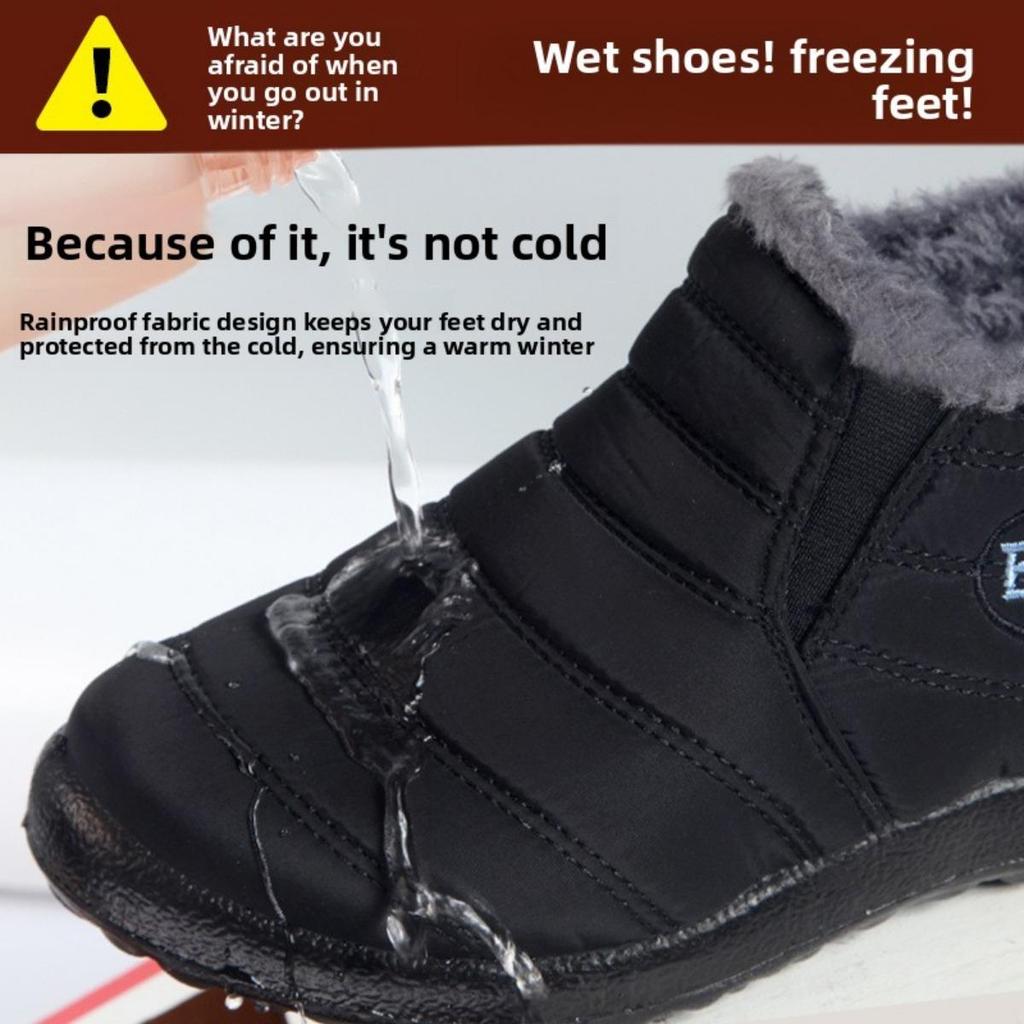 Winter Baumwollstiefel für Damen und Herren mit wasserdichter und plüschiger Isolierung, modische Kurzstiefel in Übergröße, Ein-Fuß-Schneestiefel