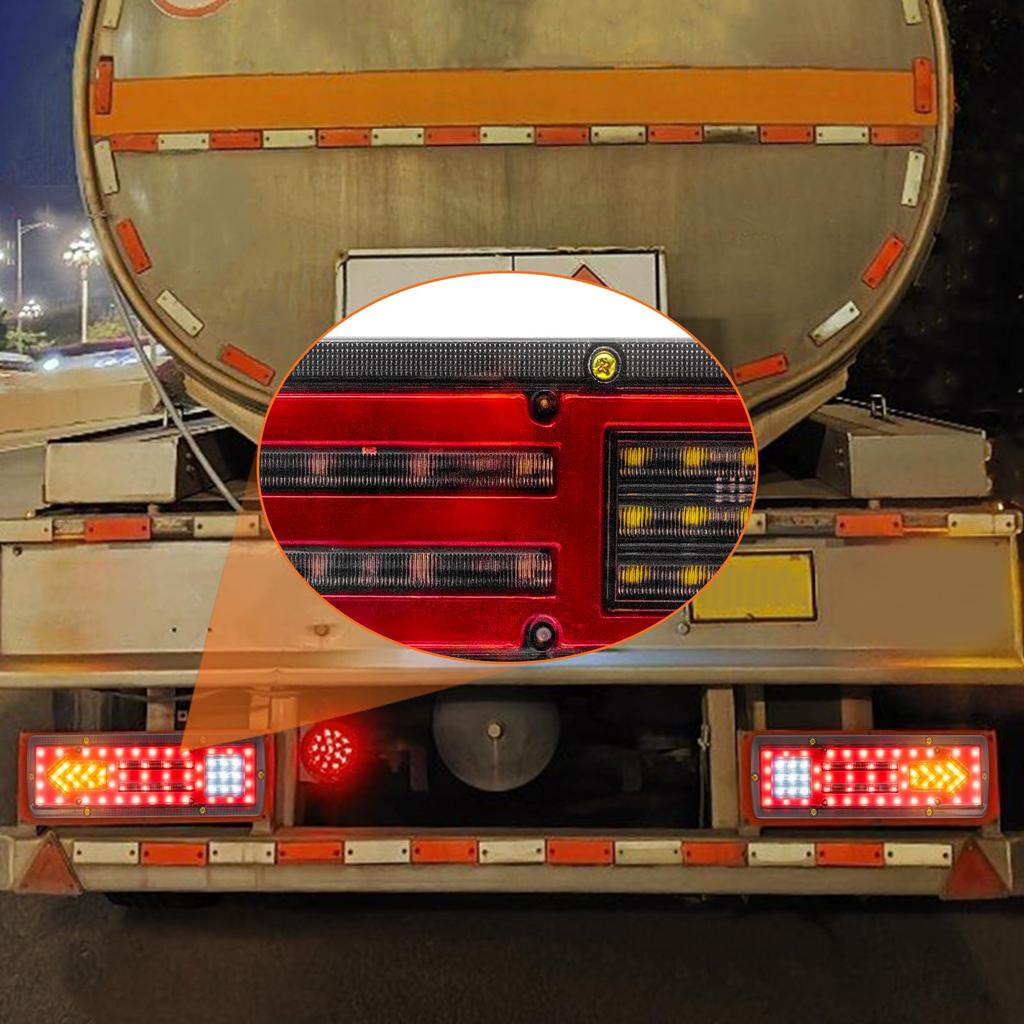 Truck Tail 24V Red White Up Yellow High Trailer Tail Large Arrow Set of 2 X-STYLE Lights, LED, 3-Color, (DRL/Brake Light), (Back Light), (Turn