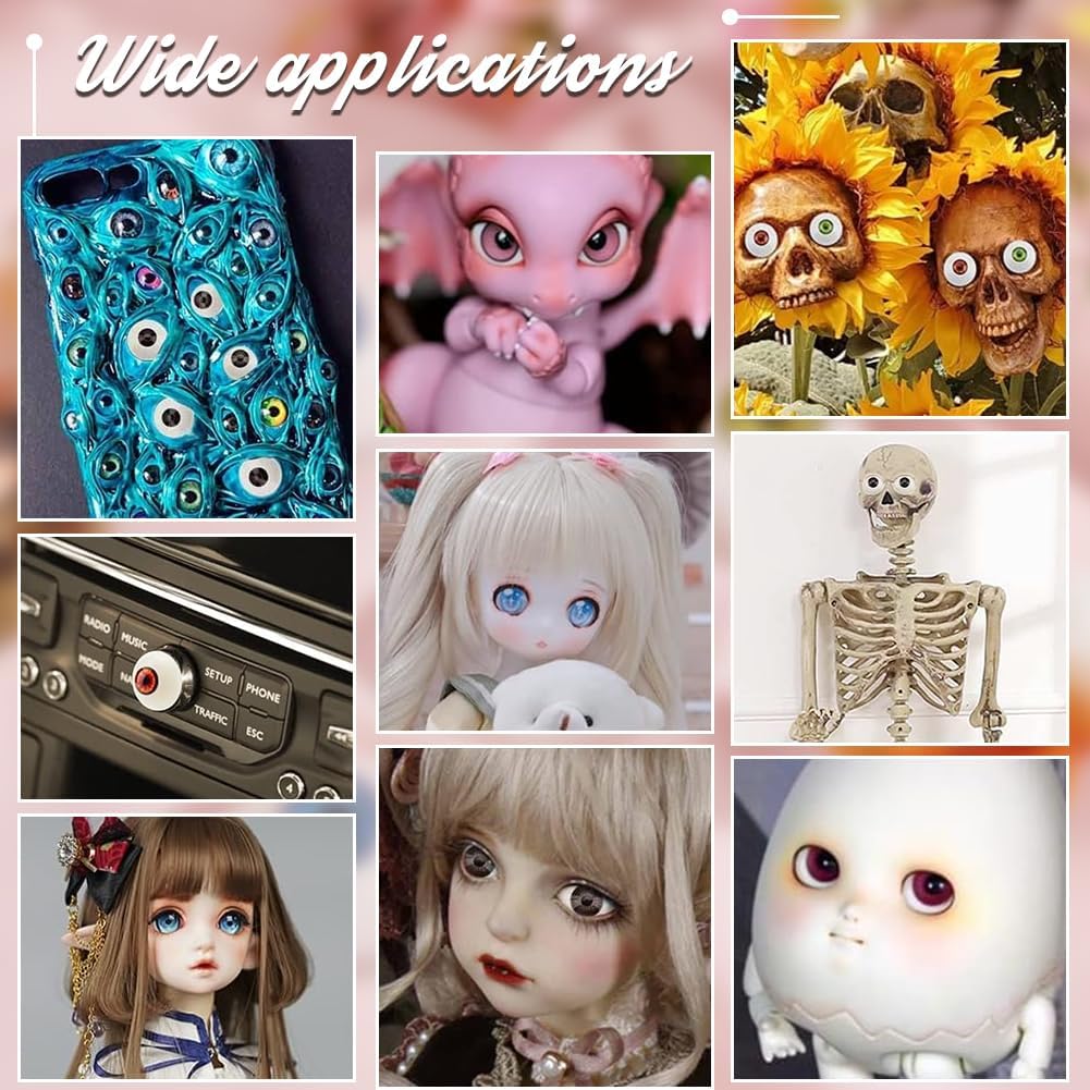 PH PandaHall 2 Paar in 2 Farben Gruselige Augäpfel, 1,25 Zoll Halbrunde Harz Bastelaugen Große Hohlaugen Bärenaugen für Halloween Party Dekoration Kunst