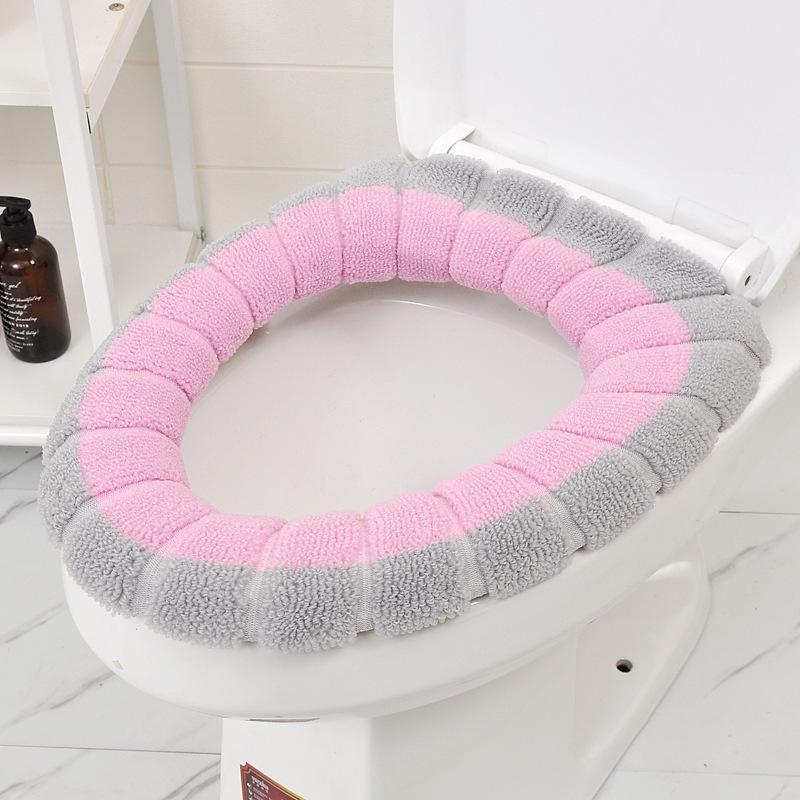 O-Shape Dirt-Resistant Plush Toilet Seat Mat with Handle