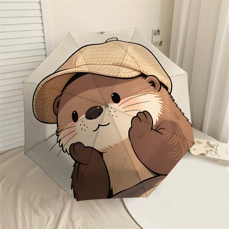 Otterly Cute Adventure: Personalized Umbrella with Automatic Opening & Closing, Perfect for Outdoor Enthusiasts and Travelers