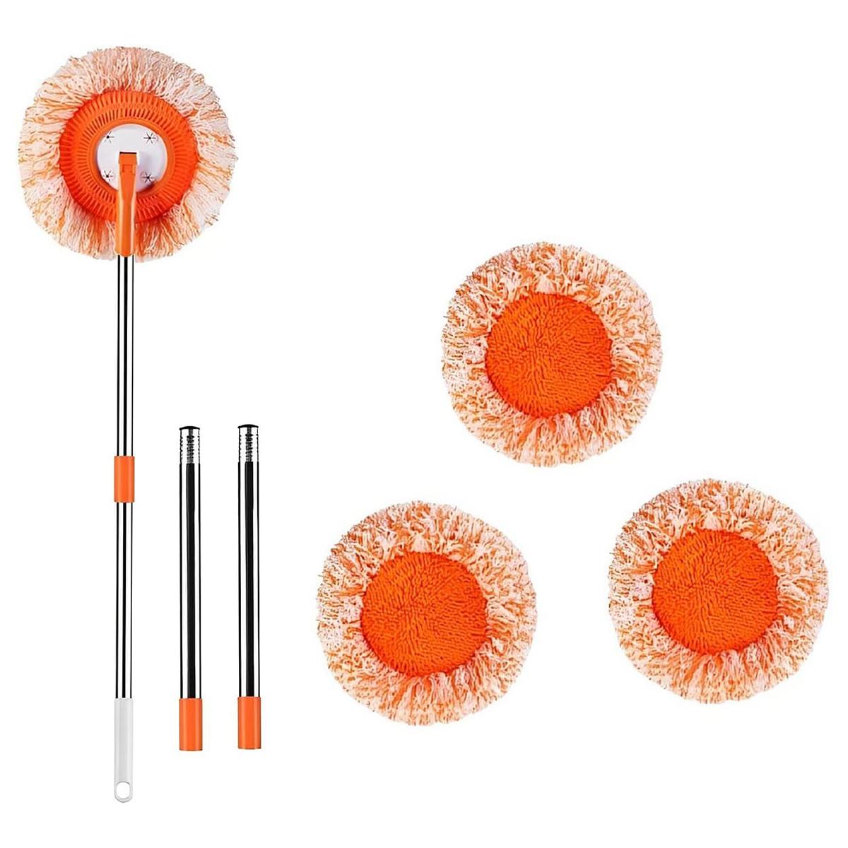 

74,8-дюймовая регулируемая швабра для уборки с 4 головками, вращающаяся на 360° швабра, выдвижная швабра для уборки стен и пола в ванной комнате