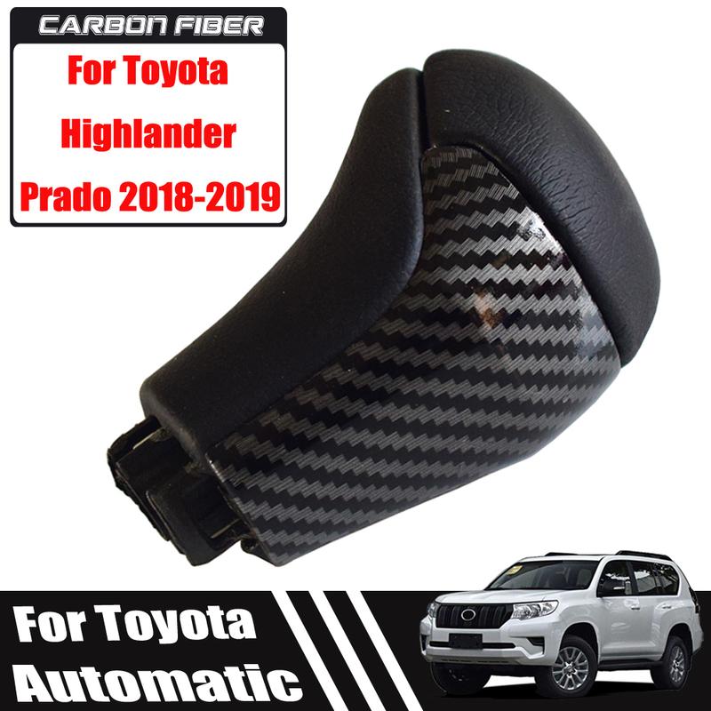 Carbon Fiber Silver Car Gear Lever Shift Knob Handle Head For Toyota Highlander Prado 2018 2019 2020 Automatic Accessories