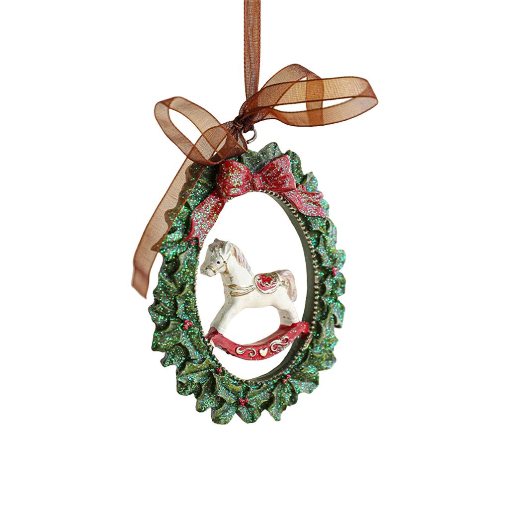 Christmas Tree Ornament Resin Hand-Painted Hanging Decor With Rope Vintage Bell Pendant For Holiday Home Party Decoration