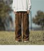 Men's Casual Trendy Army Green Corduroy Overalls - Autumn & Winter Wide-Leg Trousers