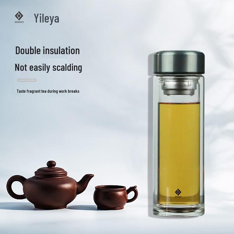 Yileya Double-Layer Heat-Resistant Glass Cup 420ml
