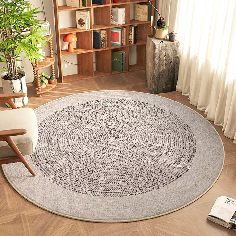 Minimalist Home Round Carpet Textured Surface Print Mat Boho Living Room Study Bedroom Kitchen Indoor and Outdoor Non-slip Rug