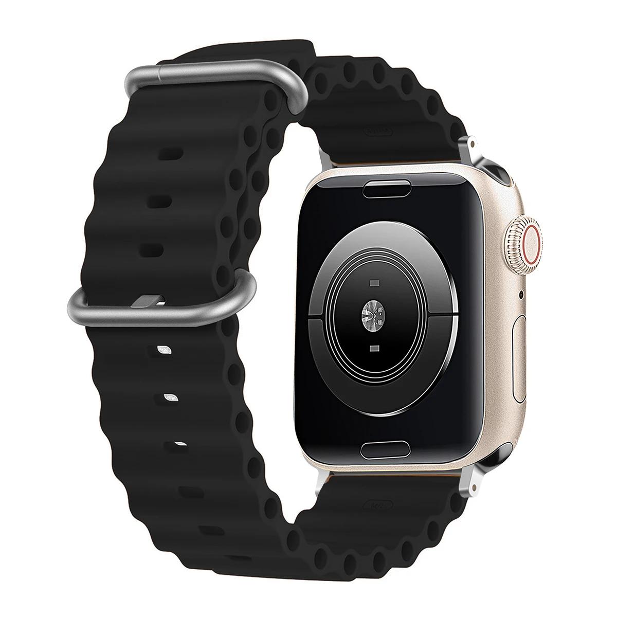 

Silicone Ocean strap for Apple watch band Ultra Series 9 SE iwatch 42mm 44mm 45mm 49mm 38mm 40mm 41mm correas 49 44 45 mm bands 42mm 44mm 45mm 49mm